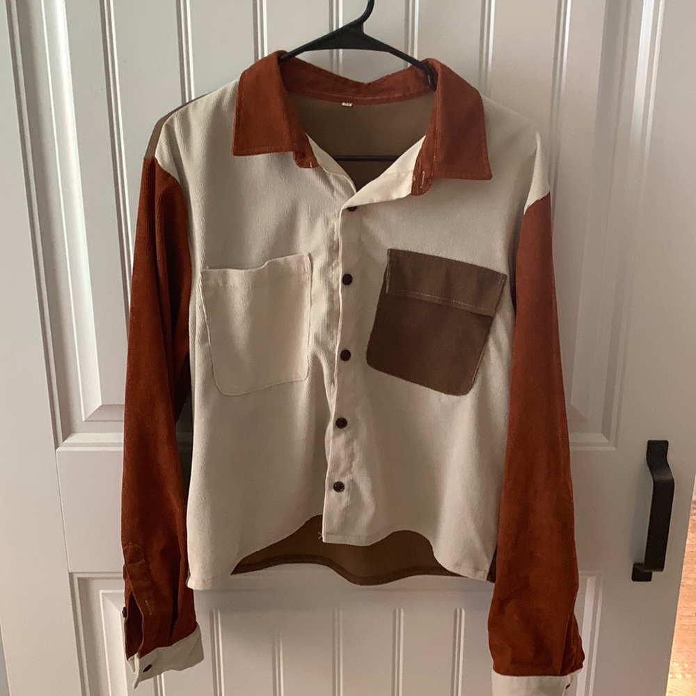 Corduroy cropped button up. Size M